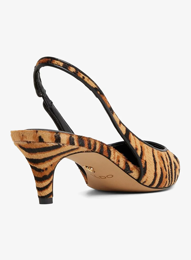 الدو لينا حذاء بكعب بحزام خلفي بطبعة جلد الفهد