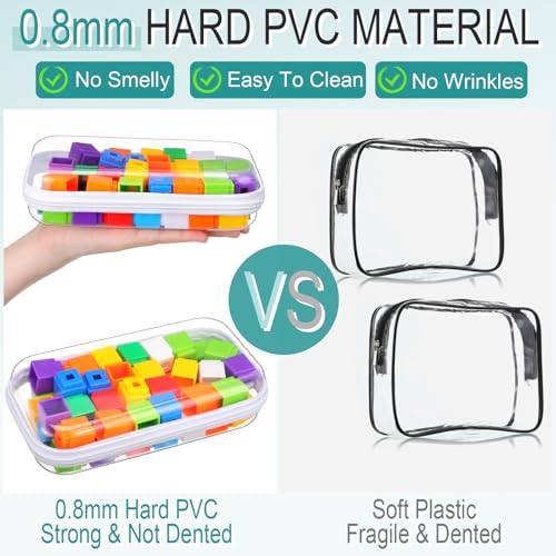 Sanwuta 6 Pcs Clear Hard Zipper Case Hard Plastic Zipper Pouches Makeup Bag Pencil Pouches Transparent Cases for Snacks Plastic Storage Organizer Box for Travel(White,7.48 x 3.94 x 2 Inch) - Image 4