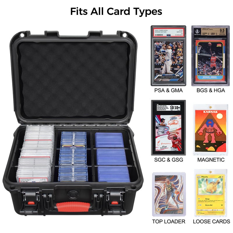 Turokacase Graded & Trading Card Storage Box â€“ PSA Slab Sports Card Case with 6 Adjustable Dividers, Fits BGS SGC CGC CSG Slabs, Toploaders & Magnetic Holders â€“ Waterproof Hard Shell Organizer for Collectors - Image 3