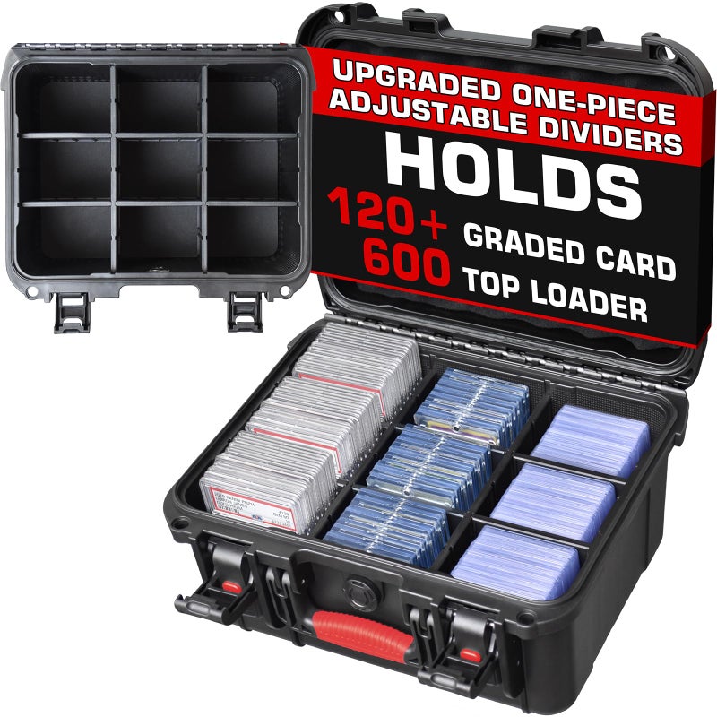 Turokacase Graded & Trading Card Storage Box â€“ PSA Slab Sports Card Case with 6 Adjustable Dividers, Fits BGS SGC CGC CSG Slabs, Toploaders & Magnetic Holders â€“ Waterproof Hard Shell Organizer for Collectors - Image 1
