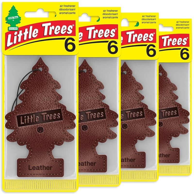 LITTLE TREES Car Air Freshener | Hanging Tree Provides Long Lasting Scent for Auto and Home | Leather, 24 Air Fresheners - Image 1