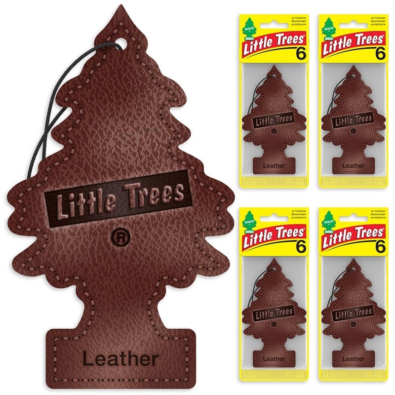 LITTLE TREES Car Air Freshener | Hanging Tree Provides Long Lasting Scent for Auto and Home | Leather, 24 Air Fresheners - Image 2