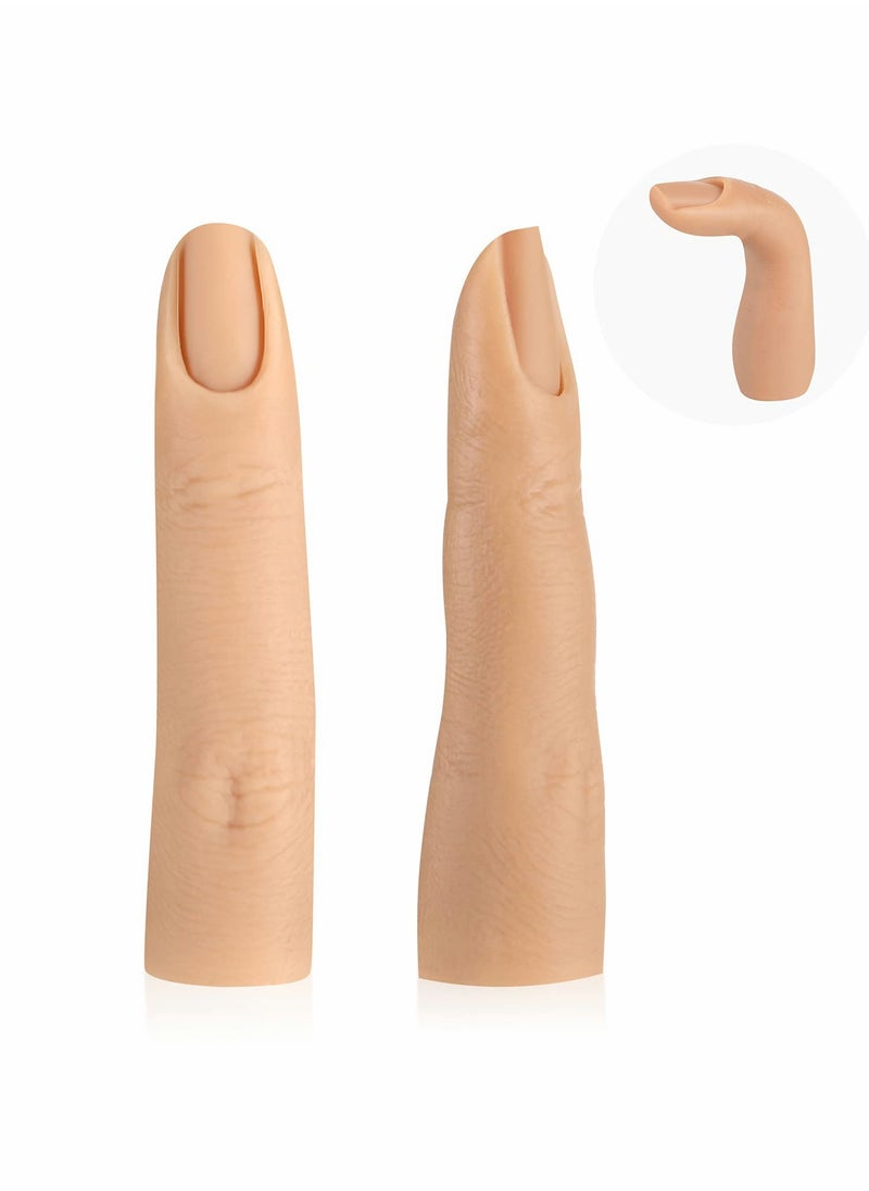 Excefore 2 Pieces Silicone Nail Training Finger Bendable Fake Training Finger Silicone Practice Finger for Acrylic Nail Silicone Nail Practice Hand, for Nails Practice, DIY Nails, Nail Art (Light Color)  - Image 1