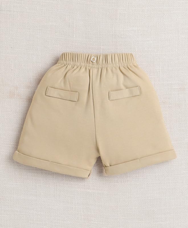 BUMZEE Baby Boys Cotton Bodysuit & Short Set With Bow Suspender & Cap Navy & Beige - 3-6 Months - Image 5