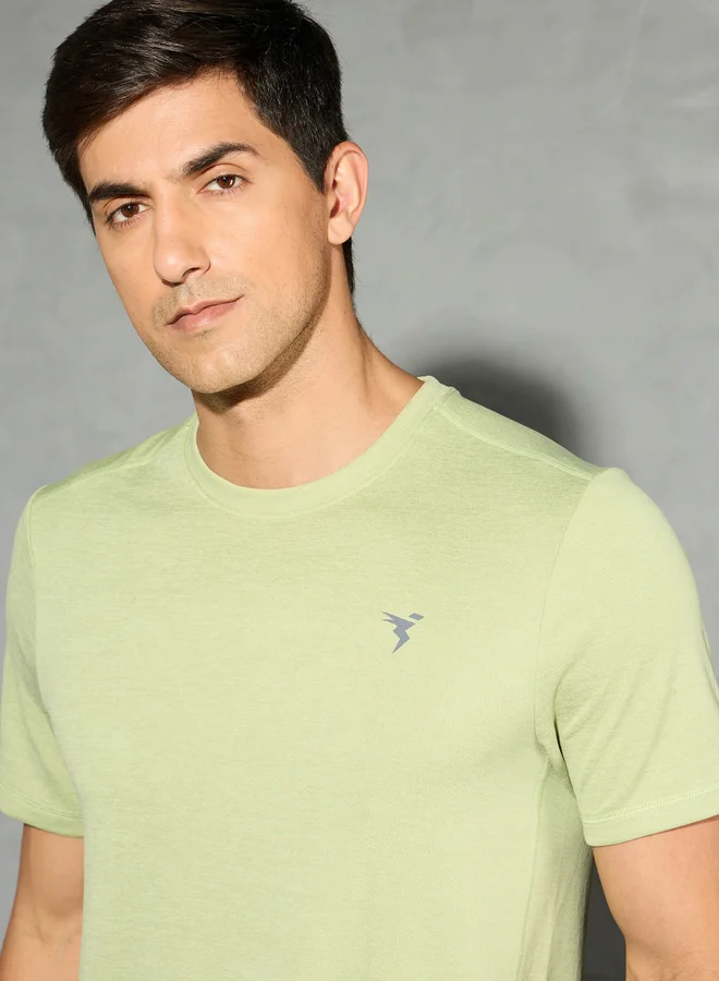 Technosport Technosport Solid Slim Fit Crew Neck T-Shirt