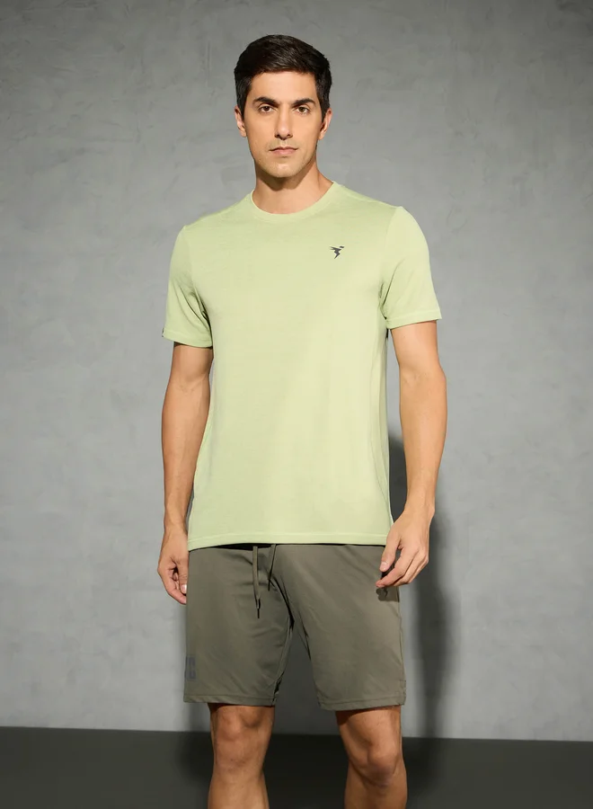 Technosport Technosport Solid Slim Fit Crew Neck T-Shirt