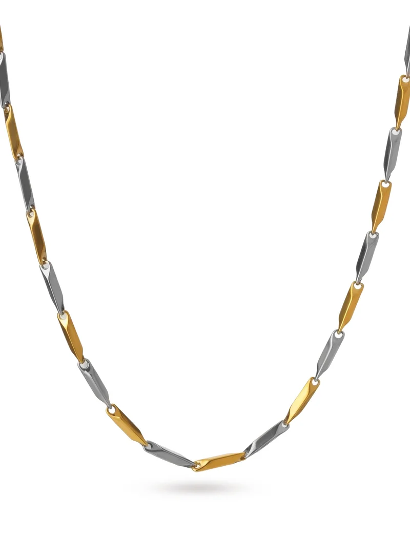بالموناس Bold Dual Tone Geometric Link Chain For Men - Waterproof & Anti-Tarnish