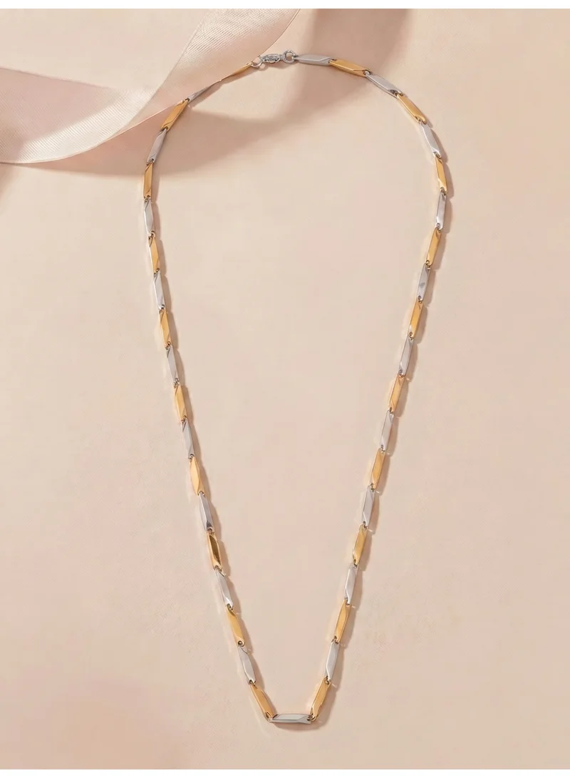 بالموناس Bold Dual Tone Geometric Link Chain For Men - Waterproof & Anti-Tarnish