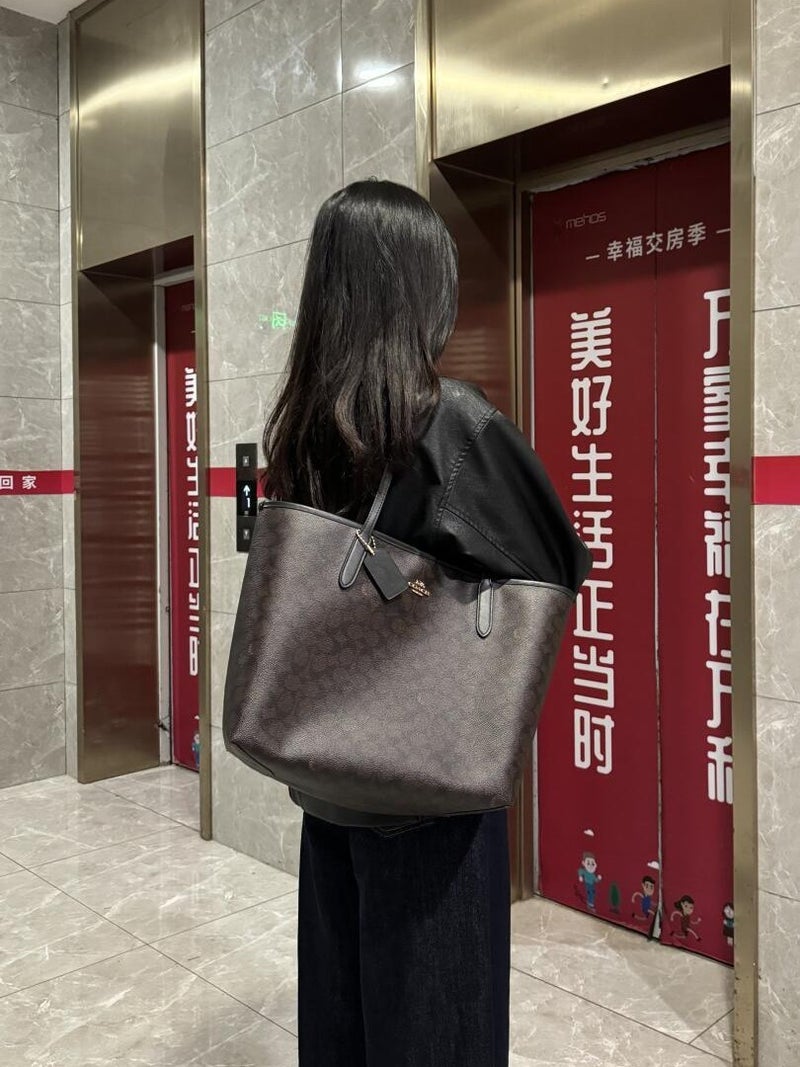 Kou'S New City33 Magnetic Open Double-Sided Shopping Bag Classic Old Flower One-Shoulder Underarm Bag Portable Tote Bag - Image 5