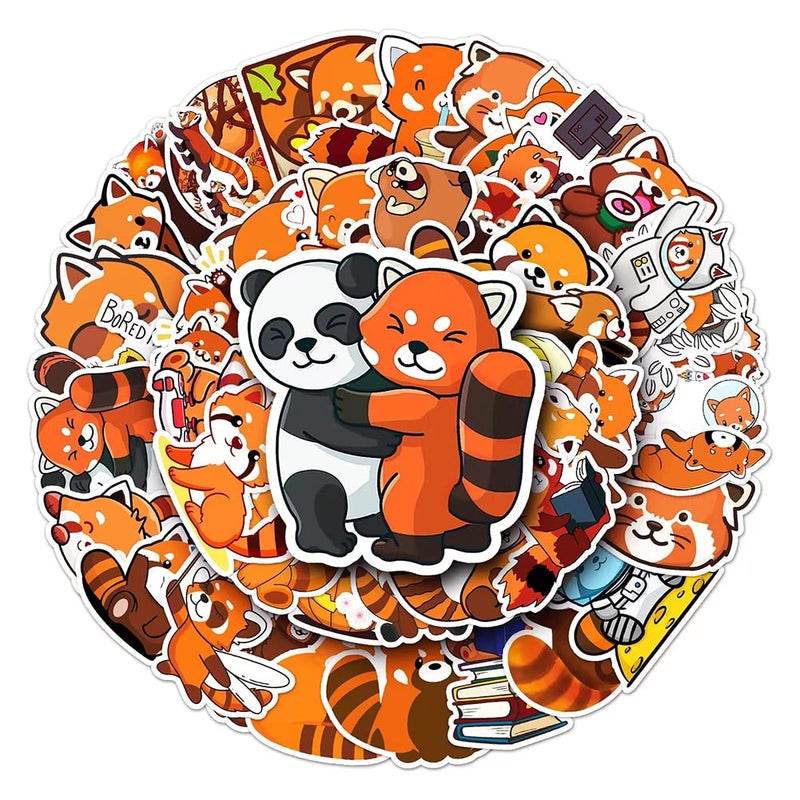Cute Red Panda Stickers 50Pcs Lesser Panda Waterproof Vinyl Decals for Water Bottles Bicycle Laptop Refrigerator Luggage Computer Mobile Phone Skateboard Bike Dcor