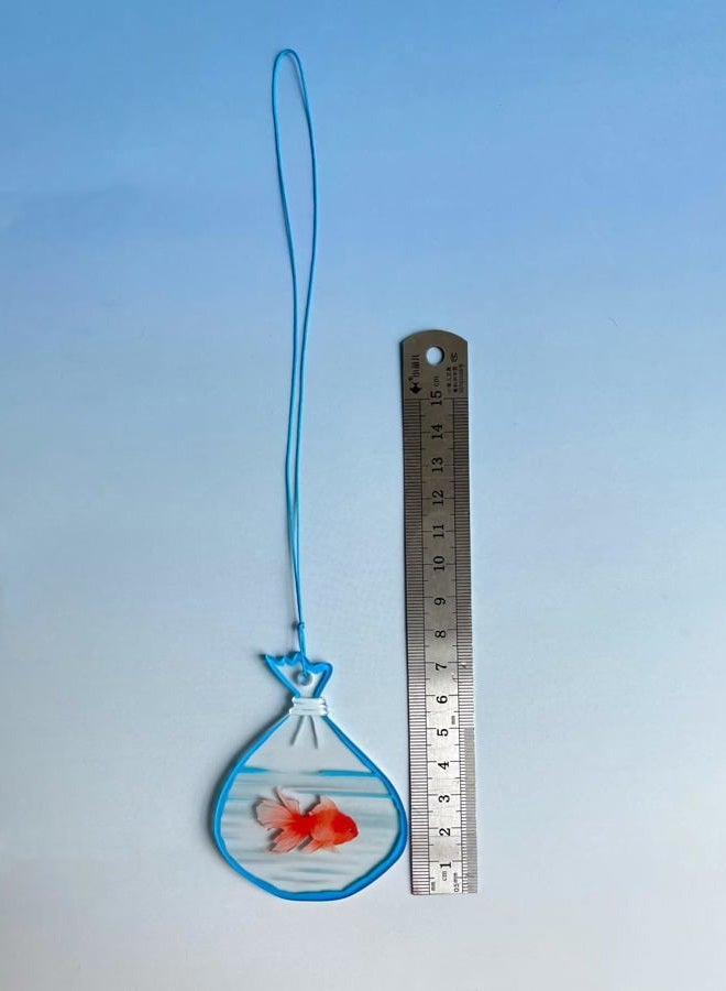 HongEast Goldfish in A Bag Car Charm,Cute Goldfish Car Hanging Ornament Pendant,Summer Fish Beach Decor Rear View Mirror Accessories for Women Men - Image 5
