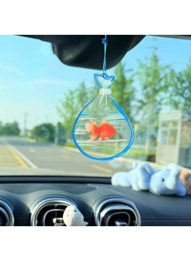 HongEast Goldfish in A Bag Car Charm,Cute Goldfish Car Hanging Ornament Pendant,Summer Fish Beach Decor Rear View Mirror Accessories for Women Men - Image 4