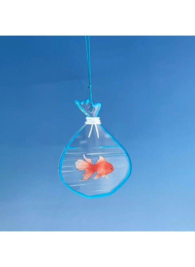 HongEast Goldfish in A Bag Car Charm,Cute Goldfish Car Hanging Ornament Pendant,Summer Fish Beach Decor Rear View Mirror Accessories for Women Men - Image 3