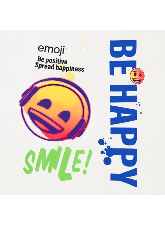 ترو كير تيشيرت أولادي بأكمام قصيرة كن سعيداً بإيموجي - Image 5
