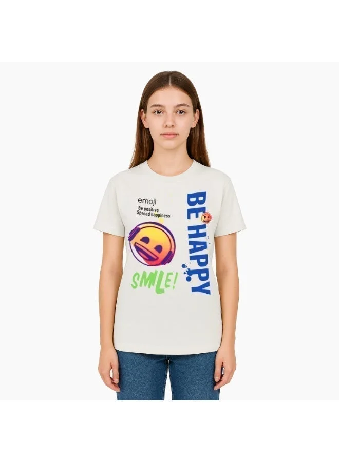 Trucare Emoji  Boy's Short Sleeve Be Happy T-Shirt