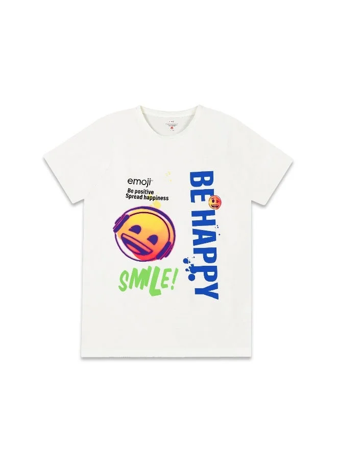Trucare Emoji  Boy's Short Sleeve Be Happy T-Shirt