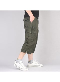 Generic Men's Loose Multi Pocket Work Suit Capris Army Green  - Image 3