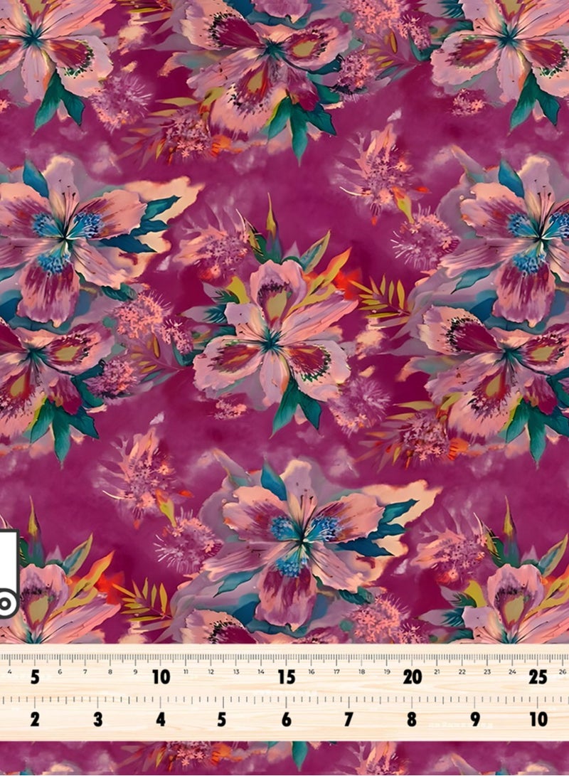 فيلاتو Ø¬Ù„Ø§Ø¨ÙŠØ© Ù…Ø®ÙˆÙŠØ± Ø²Ù‡Ø±ÙŠØ© Ù…Ù† Ù‚Ù…Ø§Ø´ Ø­Ø±ÙŠØ± Ø§Ù„Ù„ÙŠÙ„ Ø¹Ø±Ø§Ù…Ù†ÙŠ Ø¨Ø§Ù„ÙŠØ§Ø±Ø¯Ø©ØŒ Ù�ÙŠØ±ÙˆØ²ÙŠ ÙˆØ±Ø¯ÙŠØŒ Ø¹Ø±Ø¶ 58 Ø¨ÙˆØµØ© - Image 4