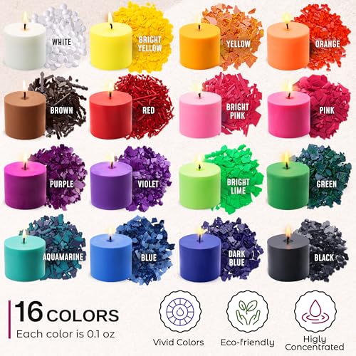 Candle Shop صبغة شمع الشموع لصنع الشموع من الصويا - 16 شريحة صبغة شمع شائعة - صبغة شمع الشموع الممتازة - ألوان شمع الشموع المركزة للغاية - Image 2