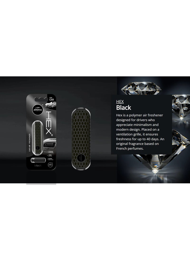 Aroma - Aroma France Hex Polymer Black Car Air Vent, Air Freshener A polymer body filled with the fragrance in a Modern Design (Made In Poland) - Image 1