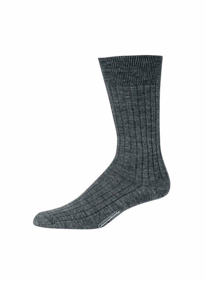 BoardroomSocks Boardroom Socks Merino Wool Mid-Calf Dress Socks for Men, Ribbed Dress Socks, Grey Heather - Image 1