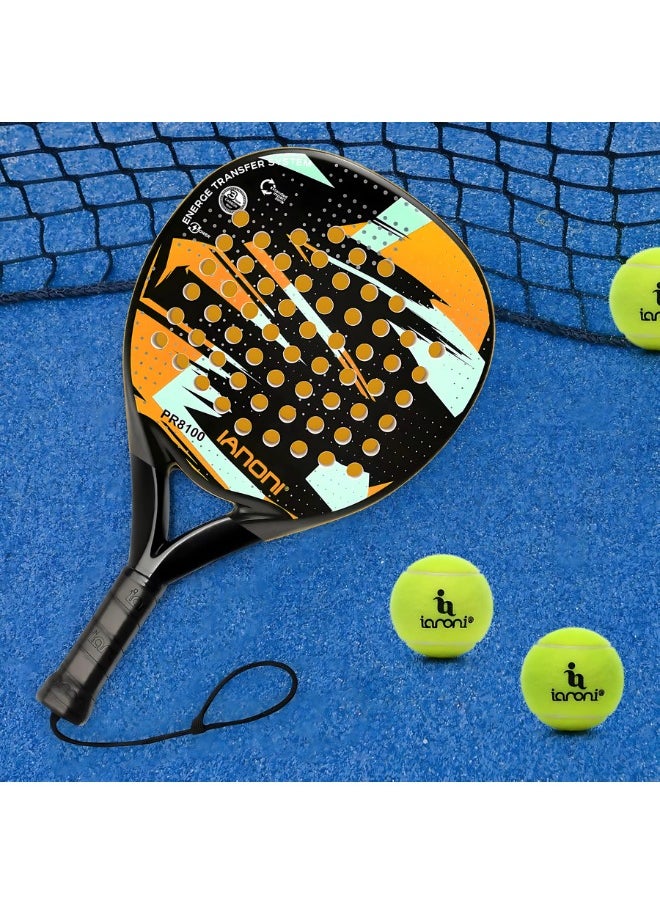 ianoni - IANONI Paddle Tennis Racket Carbon Fiber Surface with EVA Memory Flex Foam Core Padel Tennis Racquets. (Brown) - Image 1