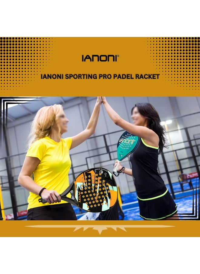 ianoni - IANONI Paddle Tennis Racket Carbon Fiber Surface with EVA Memory Flex Foam Core Padel Tennis Racquets. (Brown) - Image 1
