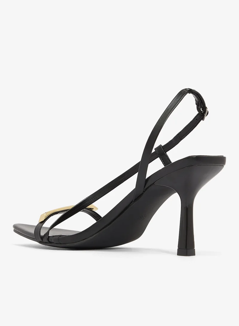 ELLA Gold Accent Kitten Heel Sandals