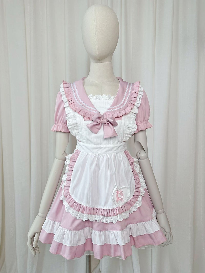 Original New ~ Japanese Sweet College Sailor Suit Cos Maid Suit Long Sleeve Dress Maid Apron Suit - Image 1