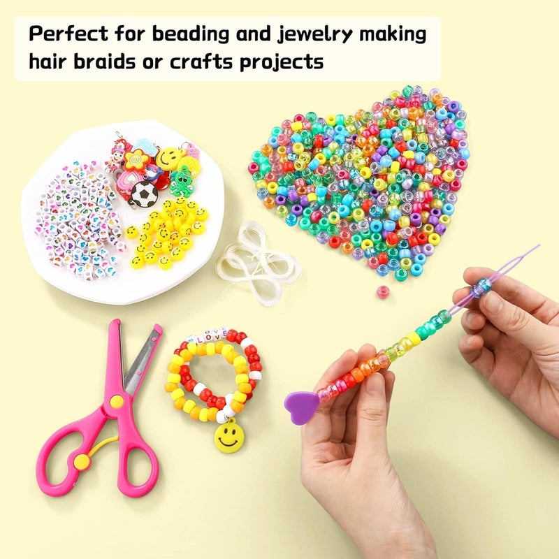MAKERSLAND 3277+pcs Pony Beads Kit 24 Color Rainbow Plastic Pony Bead Heart Beads Elastic String Kandi Bead for Braids Cute Charm DIY Crafts Jewelry Making Kit for Bracelets Necklaces - Image 5
