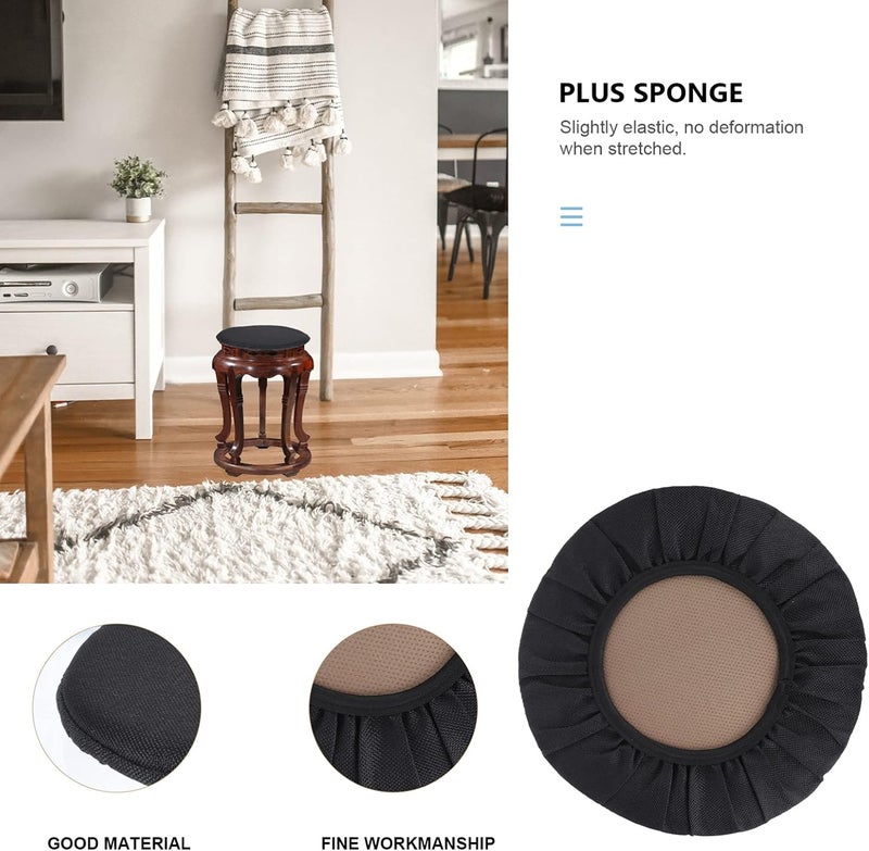 Cabilock 1pc Detachable Round Stool Cover Stretchy Seat Cushion Protector for Chairs Easy to Install Thickened Design Padding - Image 5