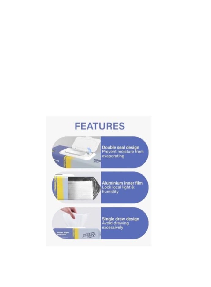 80 Pieces Kitchen Cleaning Wipes Strong Decontamination Kitchen Wipes Grease Removal - Image 2