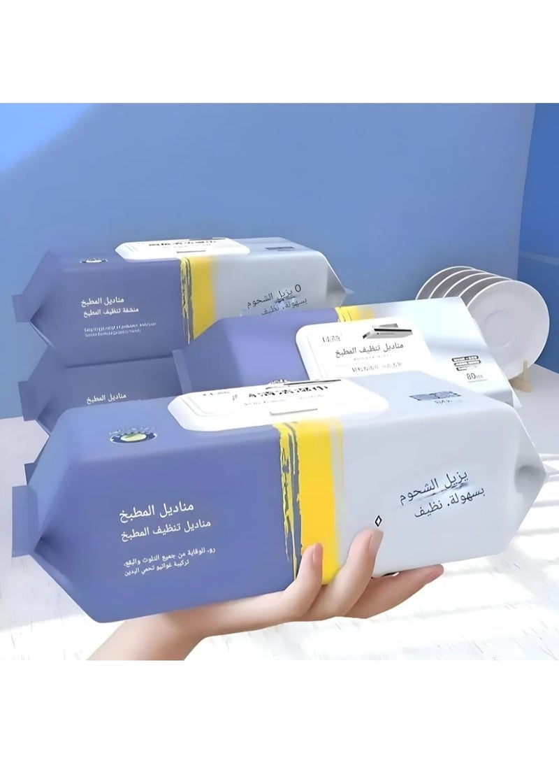 80 قطعة مناديل تنظيف المطبخ القوية لإزالة الدهون والزيوت، مناديل متعددة الاستخدام لتنظيف الأسطح والبوتاجاز والأجهزة وأدوات المطبخ مع امتصاص فعال للأوساخ والبقع اليومية - Image 4