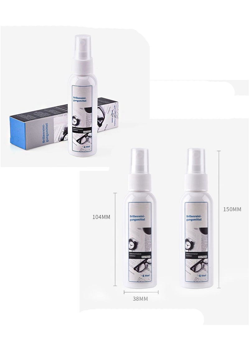 جي اي سي ال ال 2 قطعة بخاخ تنظيف وصيانة عدسات النظارات 60 مل + 60 مل، النظارات والهواتف المحمولة والشاشات الإلكترونية، الأسطح البصرية، تركيبة آمنة بدرجة احترافية (قطعة قماش نظارات هدية) - Image 4