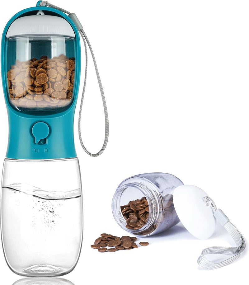 AVELORA Dog Water Bottle with Food Container, Portable Leak Proof Pet Water Dispenser for Walking Hiking Travel, Puppy Essentials Accessories for Small Large Dogs, Dog Gifts (10oz/15oz/19oz) - Image 1