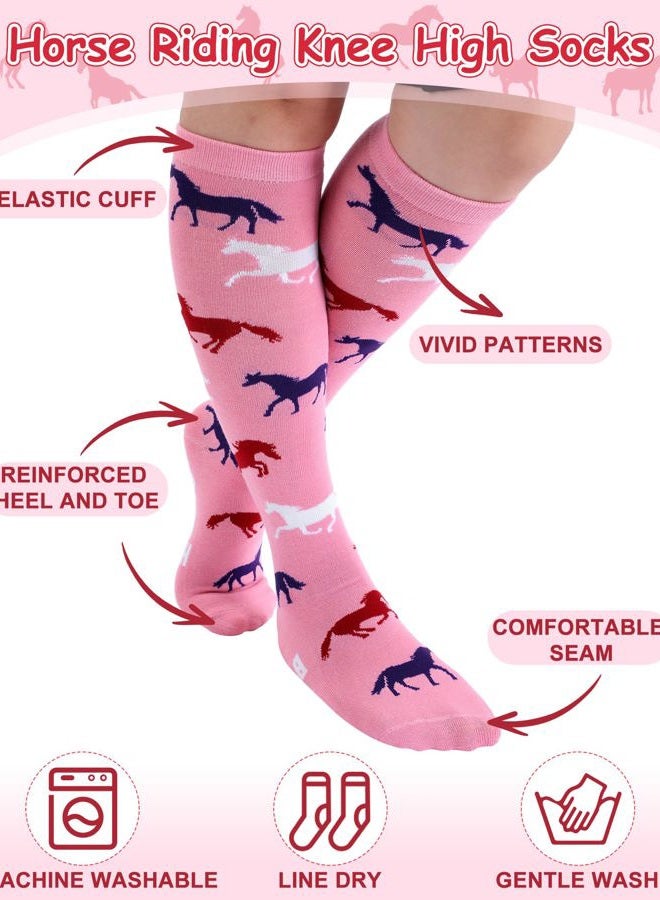Chuarry 6 Pairs Funny Equestrian Socks for Women Knee High Horse Riding Western Boot Socks for Derby Lover Gifts Party Favors, Stylish Color, One size - Image 5