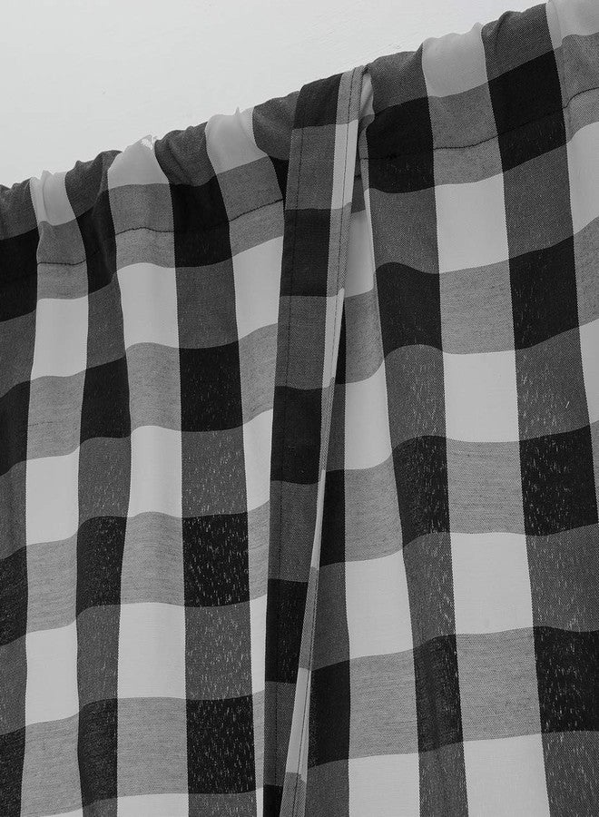vctops Christmas Black and White Buffalo Check Tie Up Curtains Farmhouse Thermal Insulated Window Adjustable Balloon Curtain Shade for Small Window (24"x47", Black) - Image 5