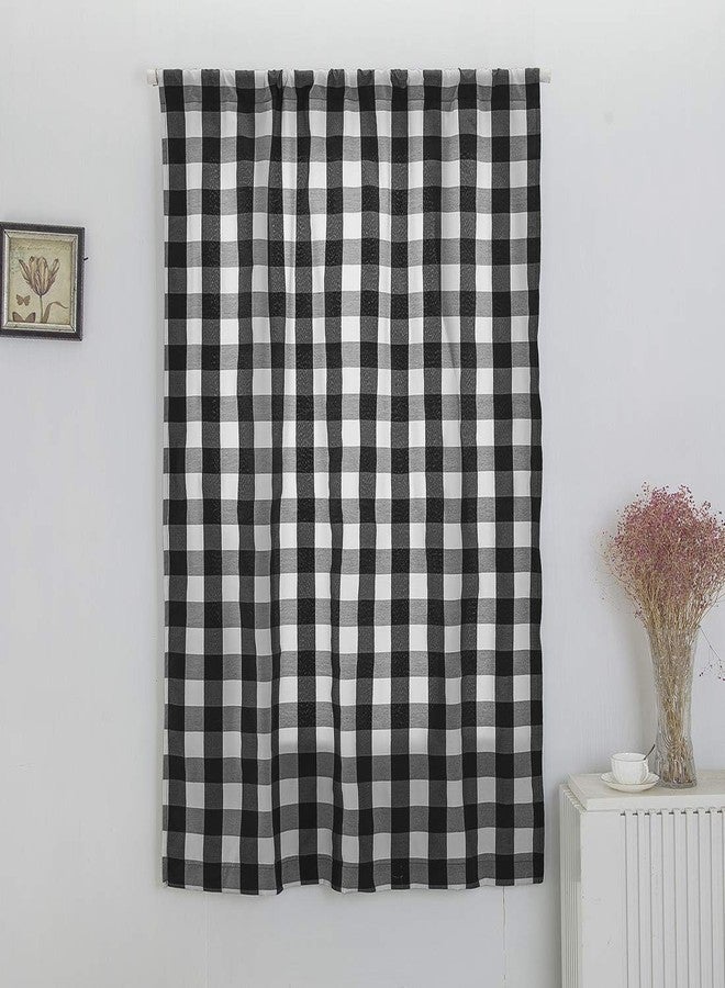 vctops Christmas Black and White Buffalo Check Tie Up Curtains Farmhouse Thermal Insulated Window Adjustable Balloon Curtain Shade for Small Window (24"x47", Black) - Image 3