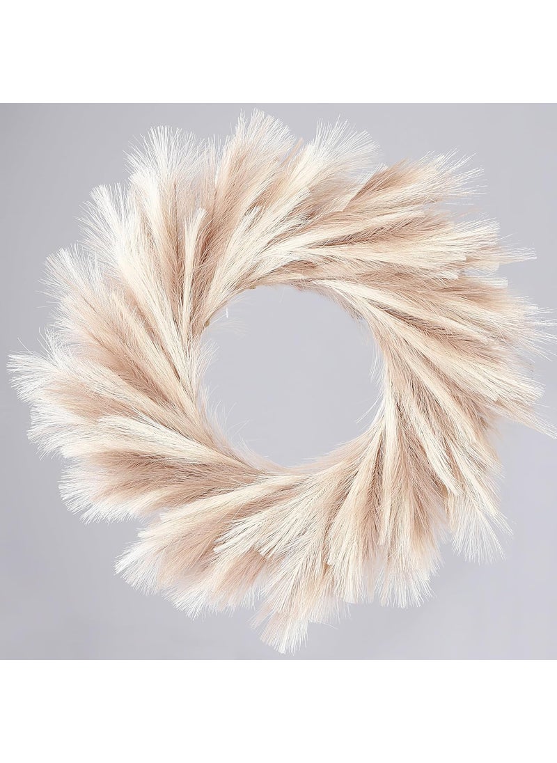 Sggvecsy Sggvecsy Pampas Grass Wreath 26 Faux Pampas Wreath for All Seasons Artificial Pampas Wreath Christmas Decor Boho Wall Decor for Front Door Farmhouse Fall Autumn Xmas Spring Wreath Decoration Mix  - Image 1