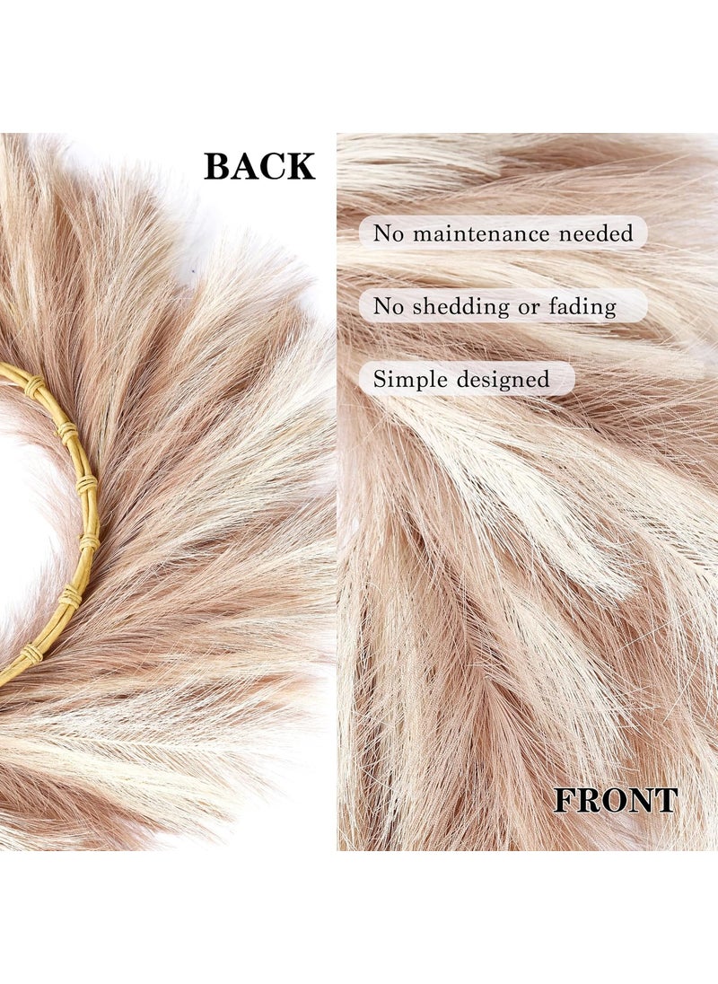Sggvecsy Sggvecsy Pampas Grass Wreath 26 Faux Pampas Wreath for All Seasons Artificial Pampas Wreath Christmas Decor Boho Wall Decor for Front Door Farmhouse Fall Autumn Xmas Spring Wreath Decoration Mix  - Image 3