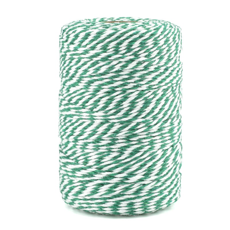 jijAcraft Green and White Twine 656 Feet Christmas Bakers Twine 2MM Heavy Duty Packing String for DIY Crafts Christmas Decoration Gift Wrapping