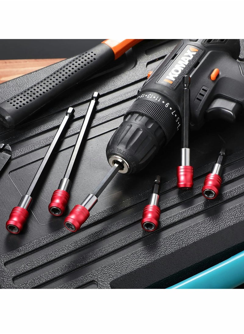 Excefore - Drill Bit Extension Magnetic Screwdriver Bit Holder Impact Driver Bit Set Bar Socket Chuck Adapter 1/4 Inch Hex Shank Power Magnetic Bit Holder for Screws Nuts Drill 6 Pieces - Image 1
