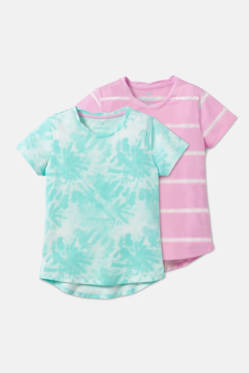 Tchibo Kids Girl 2 Pcs Tie Dye Short Sleeves Tee, Mint - Image 4