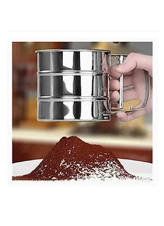 RAGISHA RAGISHA Baking Stainless Steel Shaker Sieve Cup Manual Flour Sifter with Measuring Scale Mark for Flour Icing SugarMultiPack of 1  - Image 1