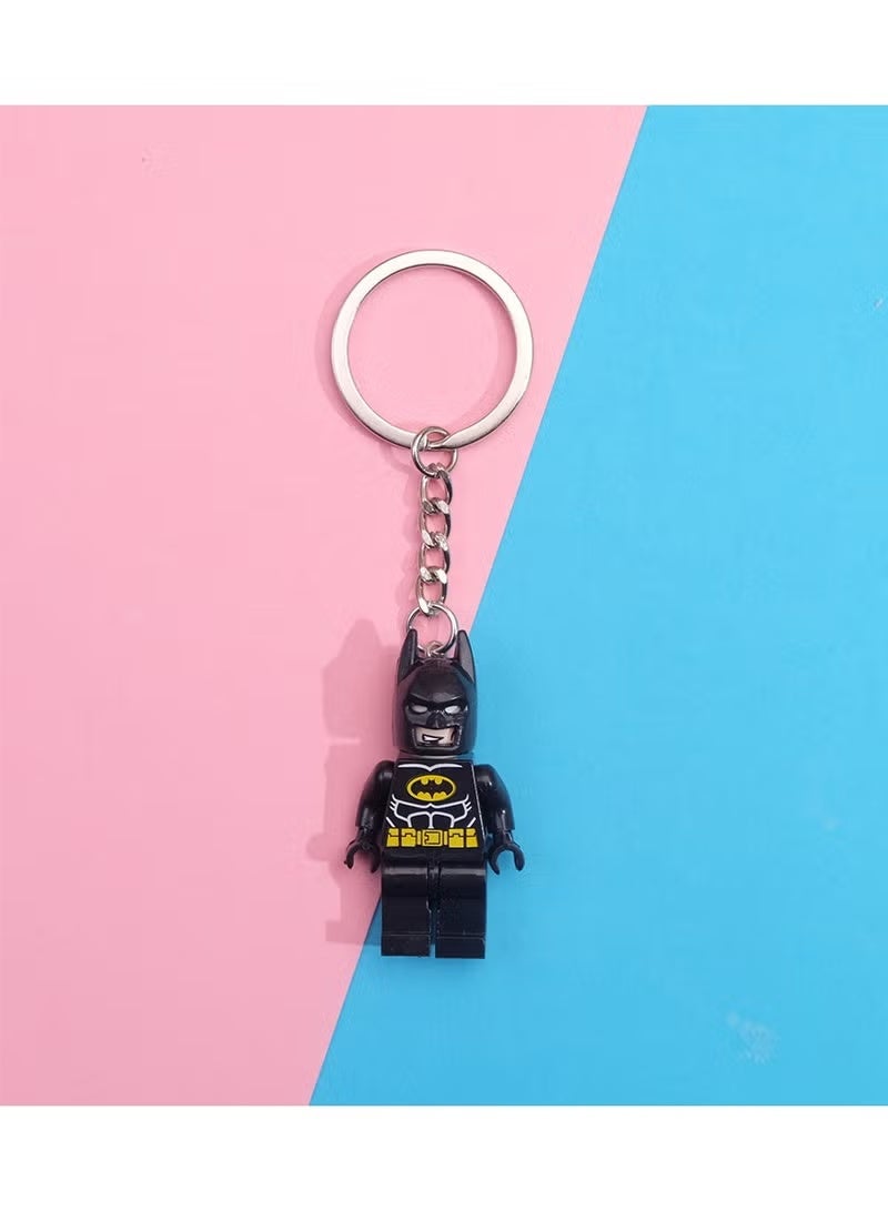 3Pcs Creative Resin Building Blocks Keychain Set - Mini Batman-Themed Pendants (5.1x3.5cm) with Bat, Fairy & Rabbit Designs - Image 2