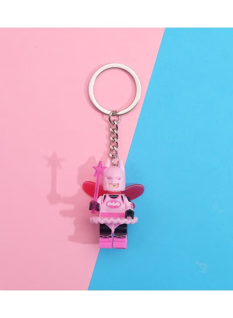3Pcs Creative Resin Building Blocks Keychain Set - Mini Batman-Themed Pendants (5.1x3.5cm) with Bat, Fairy & Rabbit Designs - Image 3
