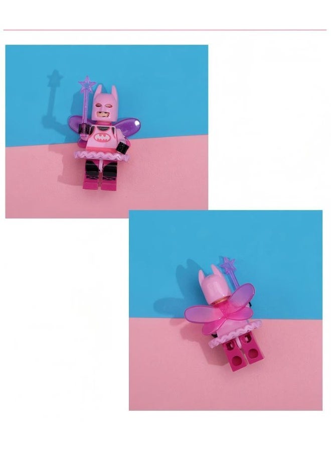 3Pcs Creative Resin Building Blocks Keychain Set - Mini Batman-Themed Pendants (5.1x3.5cm) with Bat, Fairy & Rabbit Designs - Image 5