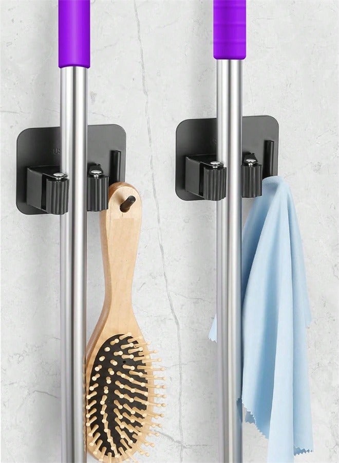 Mop Holder, Mop Holder Pack of 4 for Kitchen Home Garage and Bathroom Kitchen Closet Garage Garden, Holder with Wall Mount Multipurpose Mop and Broom Holder Organizer  - Image 4
