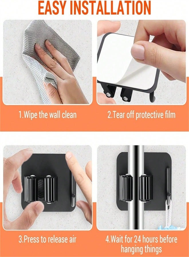 Mop Holder, Mop Holder Pack of 4 for Kitchen Home Garage and Bathroom Kitchen Closet Garage Garden, Holder with Wall Mount Multipurpose Mop and Broom Holder Organizer  - Image 5