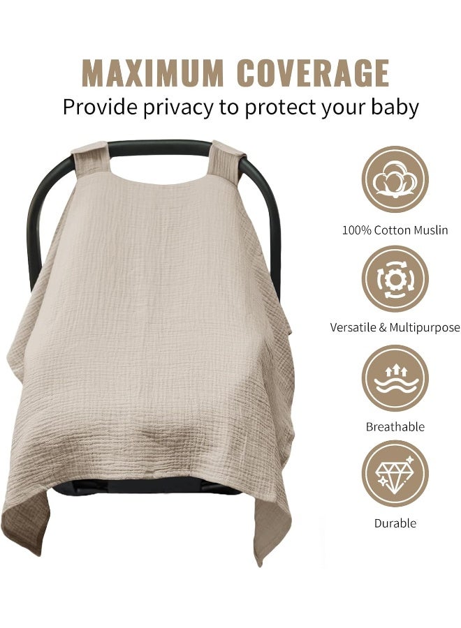 Metplus Muslin Car Seat Cover for Babies - Carseat Stroller Cover Infant Stroller Covers for Boys and Girls, Breathable & Lightweight, Fits Most Strollers & Baby Car Seats - Image 4